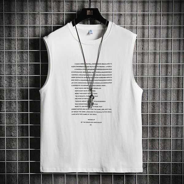 

brand summer fashion men's t-shirt sleevels vt youth leisure sports xinjiang cotton trend student bottom coat, White;black