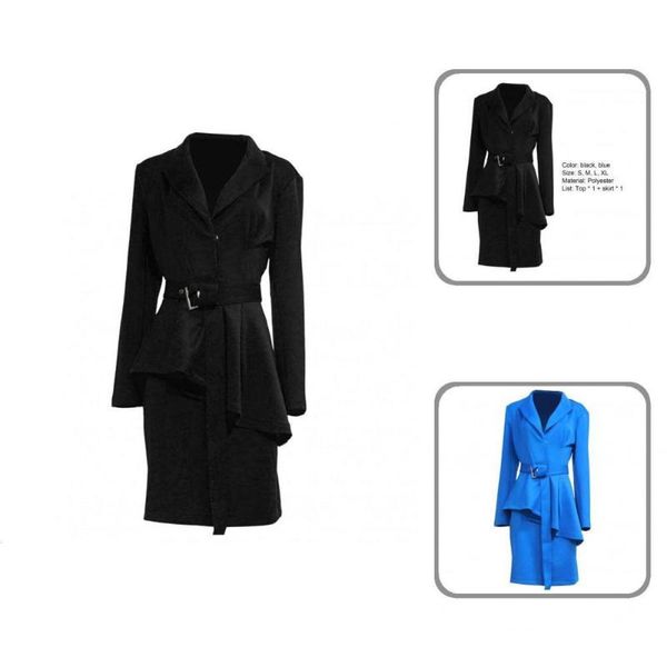 

two piece dress single-breasted soft irregular bottom lace-up blazer skirt for party, White