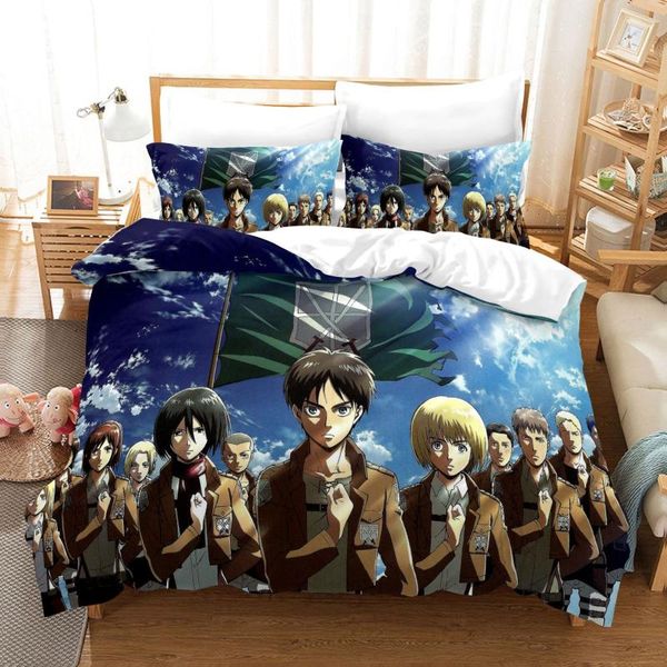 

bedding sets attack on titan set single twin full  king size bed children kid bedroom duvetcover 3d