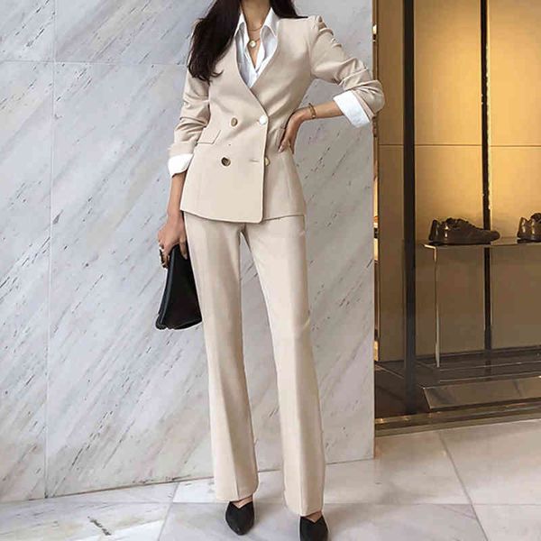 

women's two piece pants autumn women fashion long sleeve blazer with belt suit set office lady sets outfits 4ukx, White