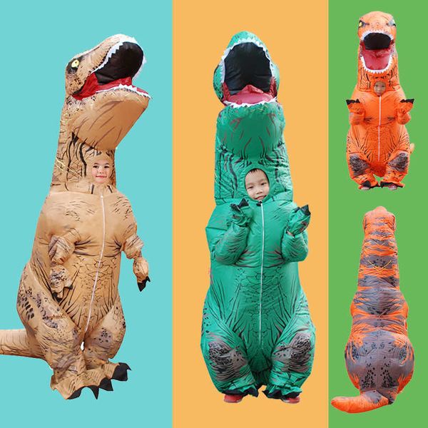 Costume gonfiabile del dinosauro T REX di vendita caldo per i bambini Vestiti anime Costumi cosplay del partito Fancy Blow Up Abiti Buon regalo Q0910