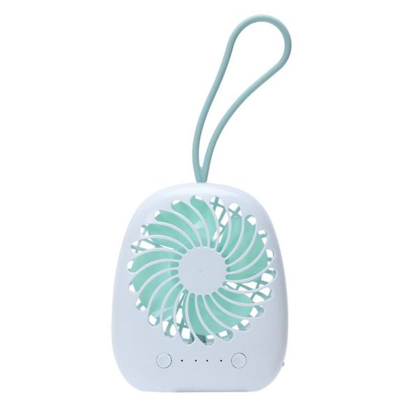 

electric fans vertical with lanyard led light mini portable small fan charging usb handheld fan-green