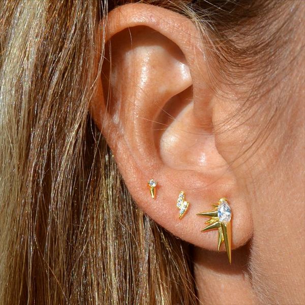 

stud crmya silver gold filled earrings for women cz zircon unusual piercing ear rings girls earring christmas jewelry wholesale, Golden;silver