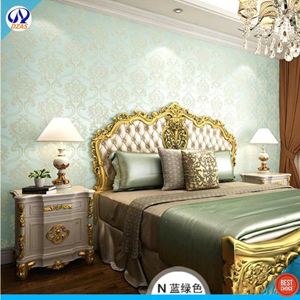 

wallpapers european damascus classical green waterproof golden warm 3d stereo bedroom living room sofa tv background dzas-cj wallpaper