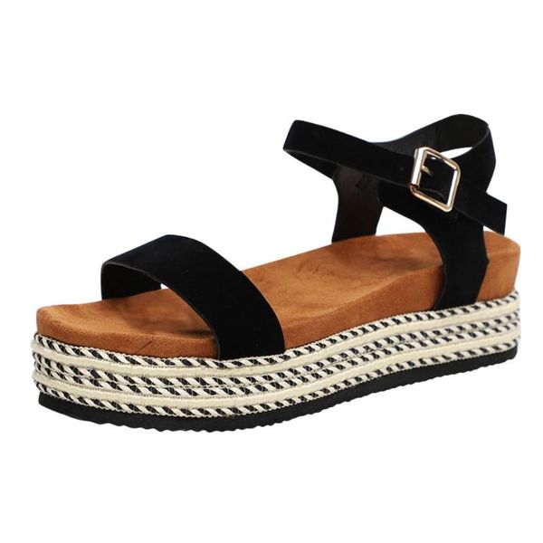 

dress shoes jaycosin sandals ladies high-heeled fashion wild women's platform flat-bottom large size beach, Black