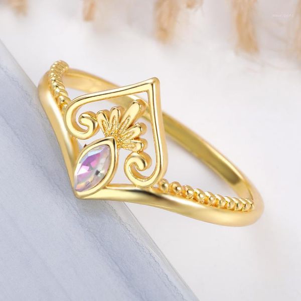 

wedding rings fashion crown crystal for women engagement hollow heart ring jewelry zircon bridal party gift1, Slivery;golden