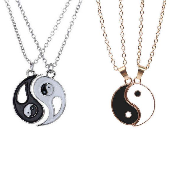 2 Teile/satz Beste Freunde Paar Halsketten Yin Yang Charme Anhänger Halskette Schmuck für Liebhaber Schwestern Frauen Männer Valentinstag Geschenk g1206