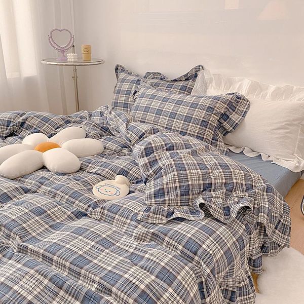 

bedding sets michiko 2021 jk wind color woven washing cotton four piece set