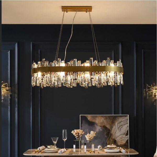 

chandeliers modern crystal rectangular simple island decorative lights designer creative lighting in living room