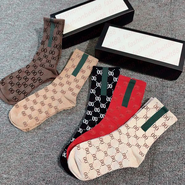 Designer-Socken für Herren und Damen, fünf Paar, luxuriöse Sport-Winter-Mesh-Buchstaben, bedruckte Socken, Stickerei, Baumwolle, Mann mit Box, AAA+++