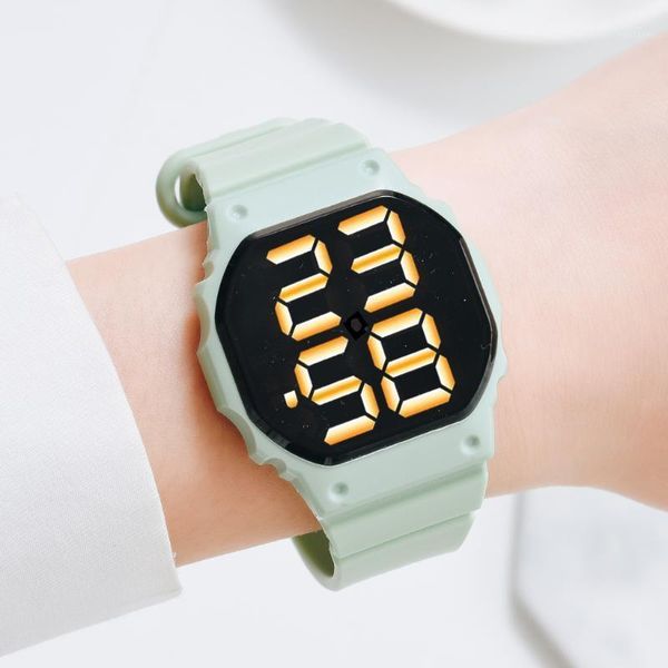 

wristwatches fashion sports watch for women men led digital silicone strap teen boys girls wristwatch masculion 2021, Slivery;brown