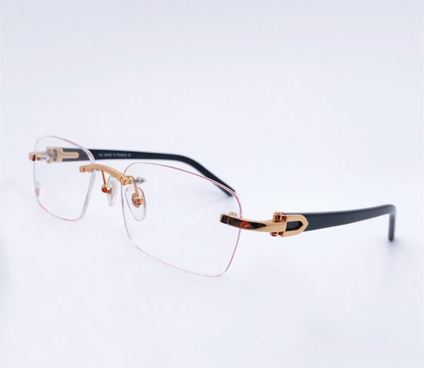 

fashion popular designer men women metal frame optical eyewear 0048 square rimless glasses simple business style anti-ultraviolet protection, Black