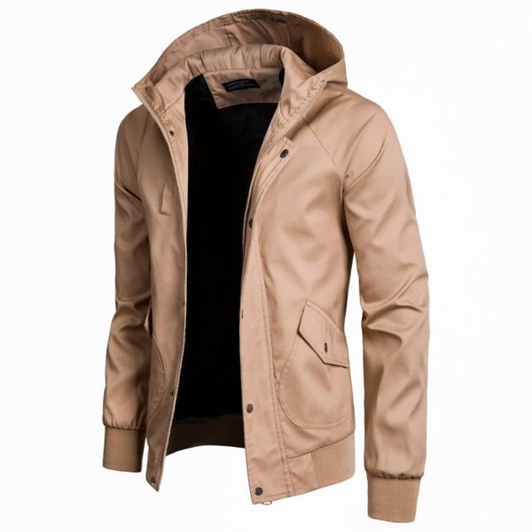 

men's jackets 2021 spring and autumn british casual solid color raglan sleeve hooded jacket, Black;brown