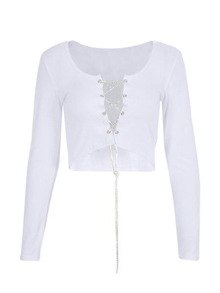 

women's t-shirt t-shirt, long sleeve u-neck hollow out for dating party travelling vacation shopping, White