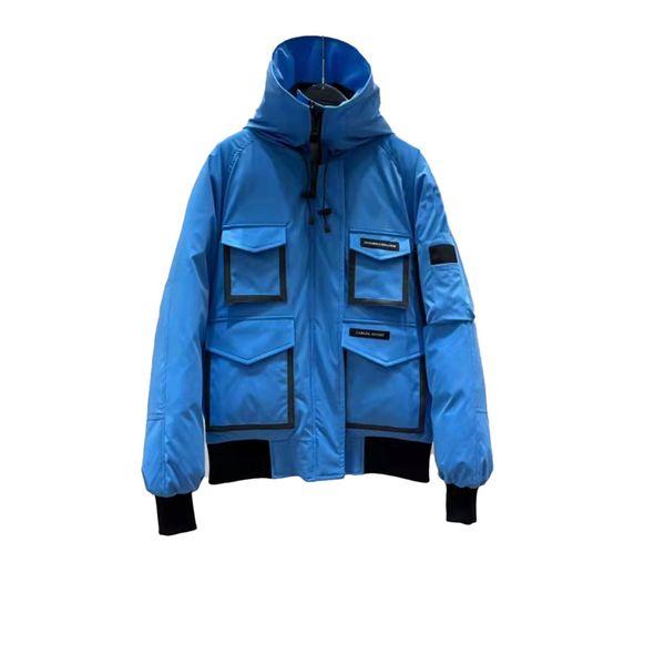 

2021 autumn designer winter down jacket pocket reflective coat warm goose black orange blue 3 colors windproof waterproof