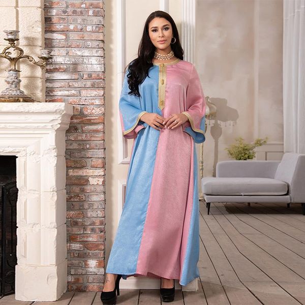 

ethnic clothing eid mubarak abaya dubai turkey islam muslim color matching long dress arab caftan for women marocain djellaba robe longue fe, Red