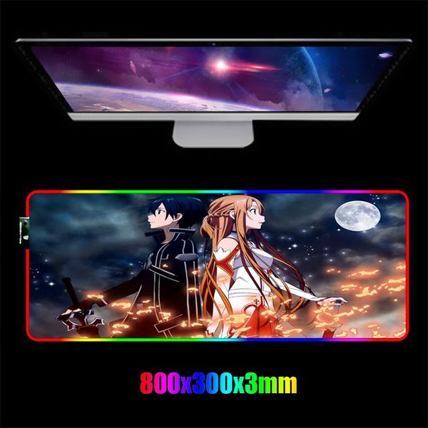 

mouse pads & wrist rests anime sword art online gaming rgb pad gamer large backlit xl keyboard colorful led mousepad computer lapdesk ma
