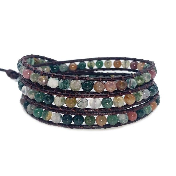 

tennis fashion natural stones handmade leather wrap bracelet for female bohemian style multi-layer beaded rope bracelets jewelry gifts, Golden;silver