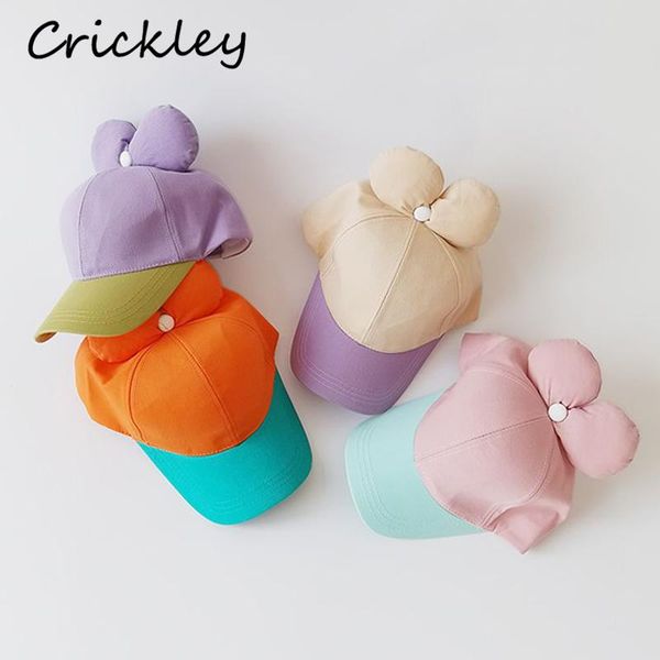 

spring autumn big bow girls sun hats princess patchwork kids cap fashion outdoor adjustable children baseball caps 4-10t &, Yellow