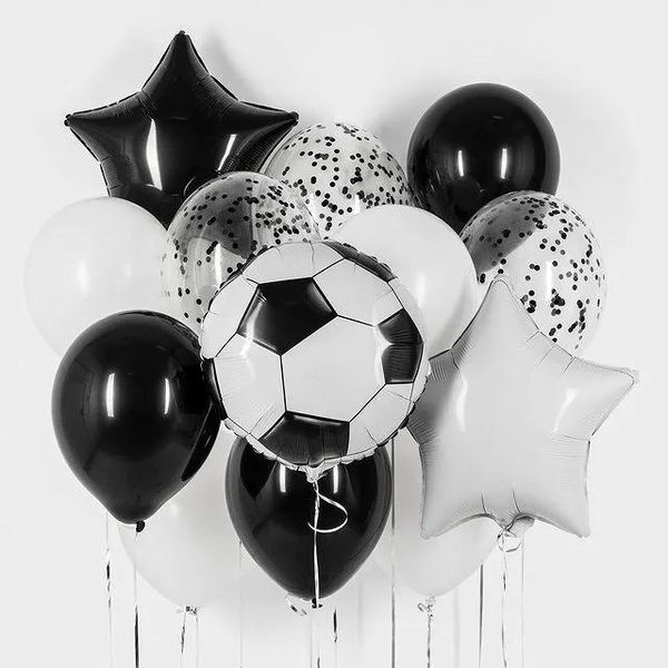 

party decoration 1set soccer football sports theme balloons helium foil mix latex balloon black green boy happy birthday decorations