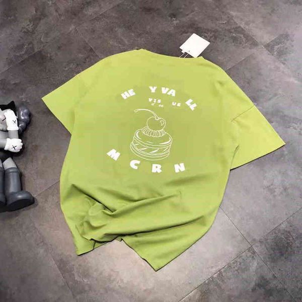 

2022 factory wholesale new high version spring summer avocado color simple fresh, front back printing is casual and white, breathable couple
