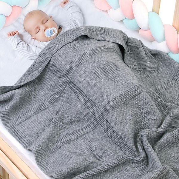 

infant baby boy girl cartoon anime knit blanket autumn winter born quilt boys girls hold 210429, Blue