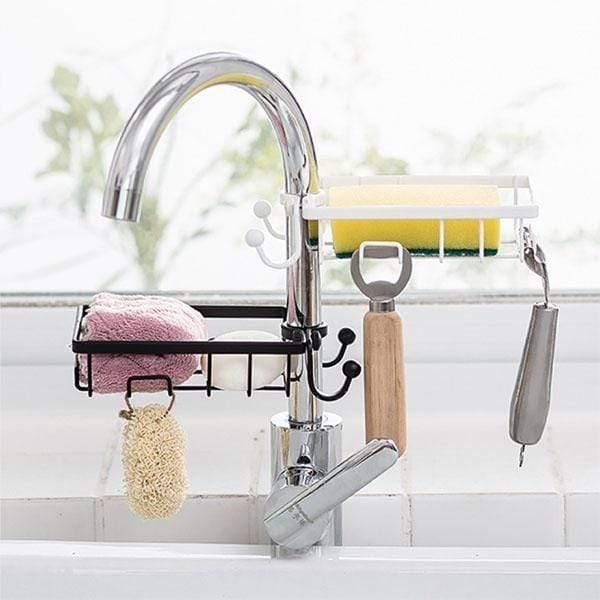 

stainless steel faucet rack kitchen storage shelf sponge dish cloth finishing drain pool rag dry & organization