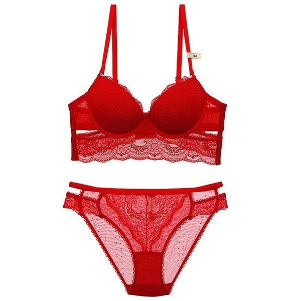 

bras sets the lace wide-brimmed lingerie set fashion comfortable four colors meet needs of each chapter, Red;black