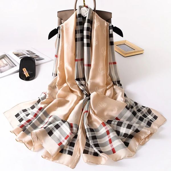 

designer scarf 180*90cm designer silk scarf foulard bandana long lrage shawl wrap lady hijab muffler women female beach sunscree, Blue;gray