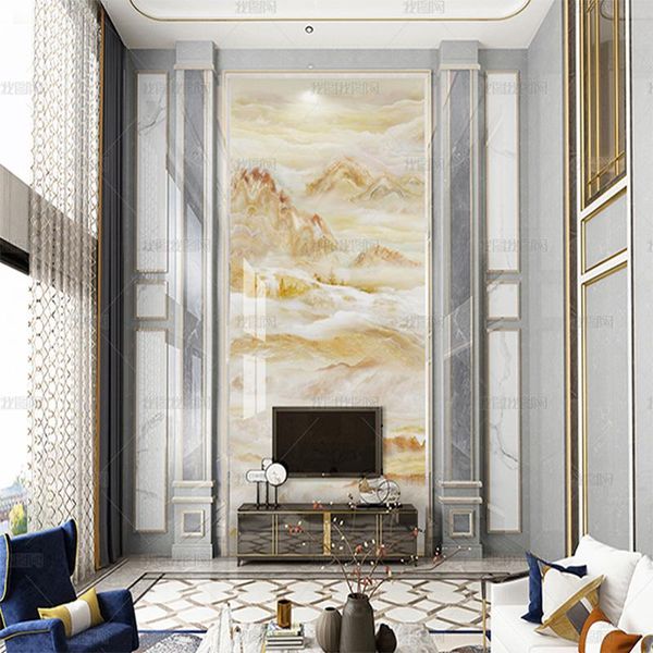 

wallpapers chinese style wallpaper simple atmosphere marble artistic conception landscape light luxury duplex building background