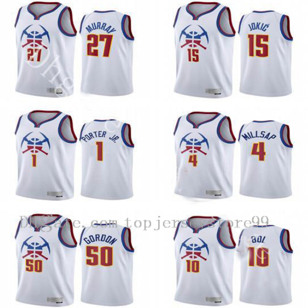 

2020-21 new style men nikola michael porter jr. facundo campazzo jokic aaron jamal murray gordon earned edition white #15 basketball jersey, Black;red