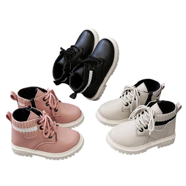 

boots baby & children' kid with elastic band, smooth zipper waterproof pu leather accessory, Black;grey