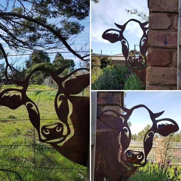 

garden decorations 2021 art hanging metal peeking cow ornaments outdoor home adornment decor k7e6