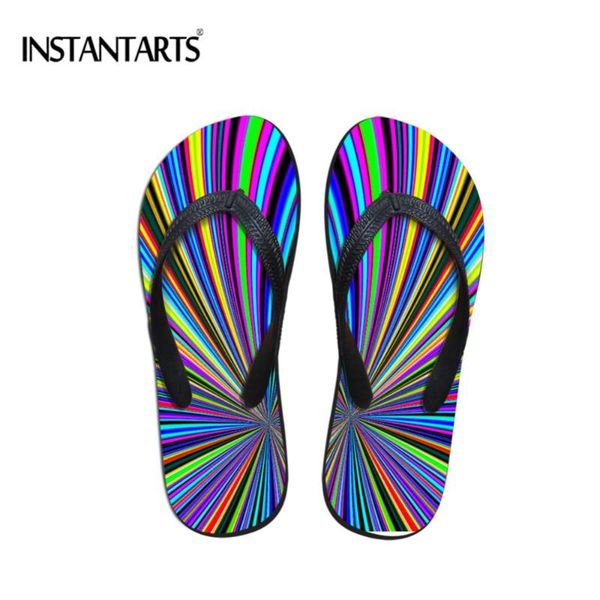 

slippers instantarts fashion flip flops for women summer women's flats rubber female girls travel beach shoes zapatos de mujer, Black