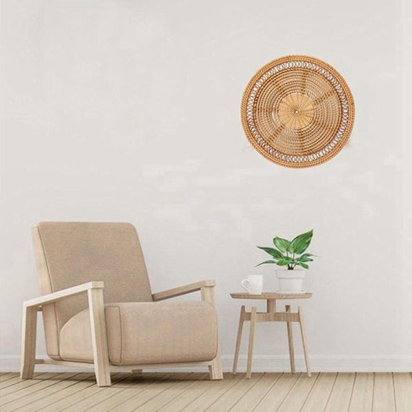 

home woven wall basket natural boho decor decorative rattan hanging 11.8 inch objects & figurines