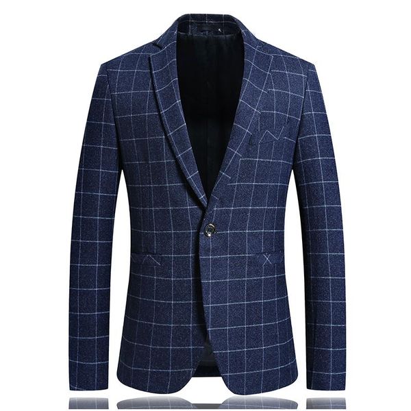 

men's suits & blazers spring autumn korean men slim fit plaid formal suit jacket party wedding business casual male one piece coat, White;black