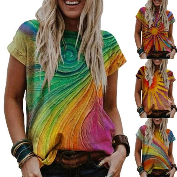 

womens short sleeve floral loose t-shirt ladies summer casual tunic pullover women's, White