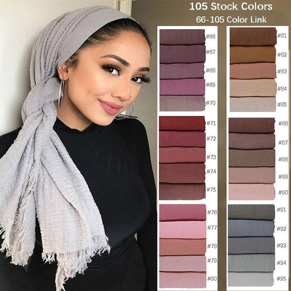 

scarves 180x90cm 66-105 color classic simple easy classy crinkle crimp cotton turban hijab shawls women muslim scarf, Blue;gray