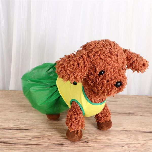 

dog apparel pet bowknot belt skirt clothes supplies bow tutu dress puppy costumes for party festival - size l (yellow/green yarn)