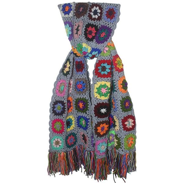

scarves 2021 hand made scarfs women tassel scarf wraps 200*27cm big crochet flower autumn winter handmade christmas gift, Blue;gray