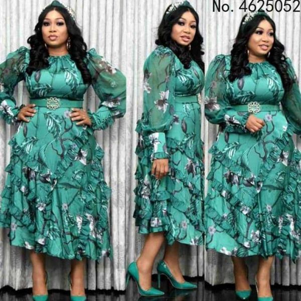 

ethnic clothing african dresses for women summer autumn long sleeve printing polyester dress clothes, Red