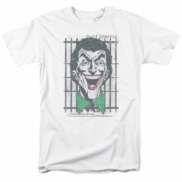 

The Joker Criminal T Shirt Licensed Comic Book Tee White, White;black