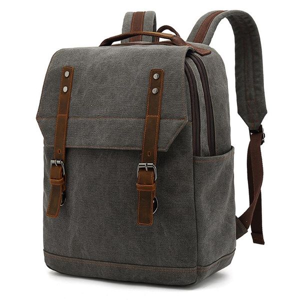 

backpack school bag business large capacity canvas outdoor leisure travel computer retro men's