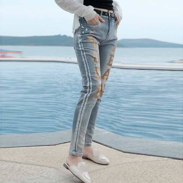 

women's jeans high street thin brim pants woman will see hip ankle length blue high waist denim penicl more size qqbx
