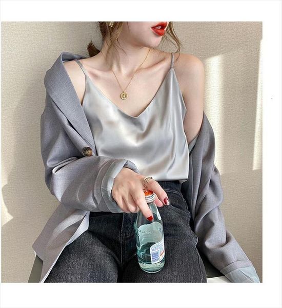 

girl silk sling fashion simple solid color comfortable loose all match for shopping parties, White;black