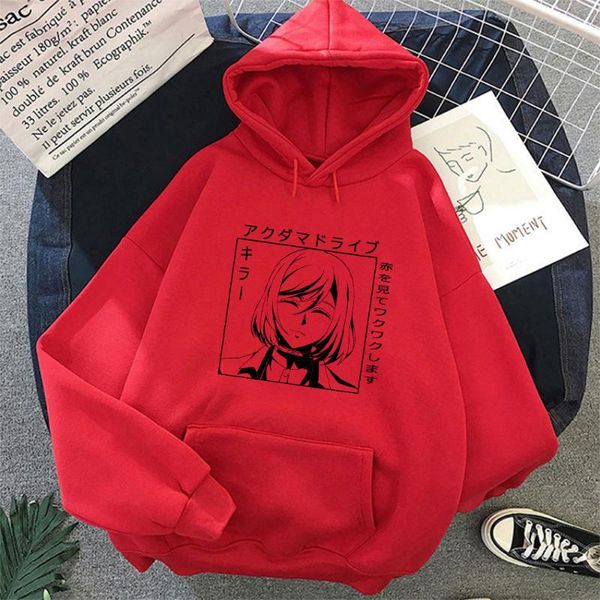 

women's hoodies & sweatshirts akudama drive anime hoodie harajuku murderer print winter clothes women plus size pink warm couple sweat, Black