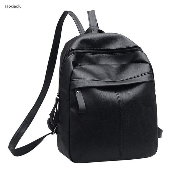 

backpack es#women's large capacity leather satchel travel school rucksack bag black mujer bolsas femininas sac a main femme