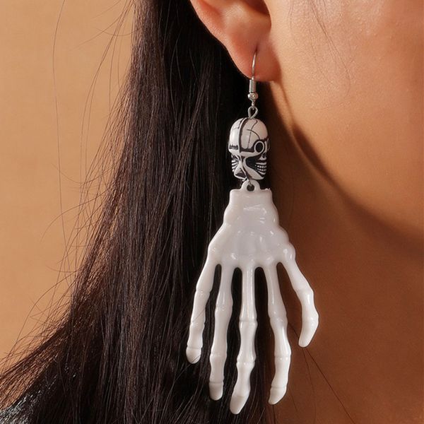 

horrific skeleton hands cosplay charm earrings skull black white pendants south american earring jewelry for women halloween party gift, Golden