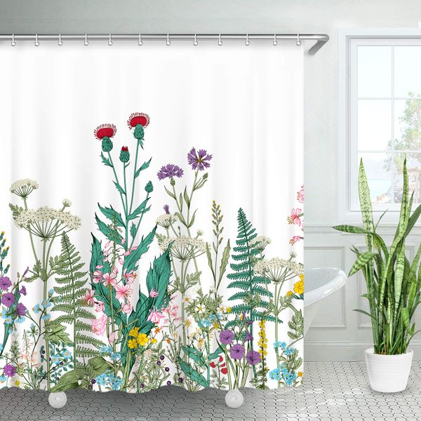 

botanical shower curtain green floral with plant shower curtain vintage herbs wild flowers bathroom curtains set with hooks