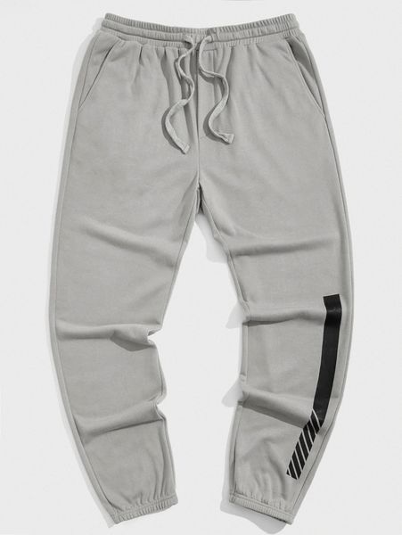 

men drawstring waist sweatpants 846i#, Black